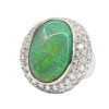 Vintage 18K White Gold Opal, Diamonds Ring