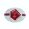 Modern 18K White Gold Ruby, Diamonds Ring