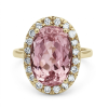 Modern 14K Gold Kunzite, Diamonds Ring
