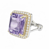 Vintage 14K Gold Emerald, Morganite, Kunzite, Diamonds Ring