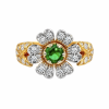 Floral 14K White Gold Emerald, Diamonds Ring