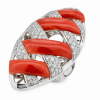 Vintage 18K Gold Coral, Diamonds Ring