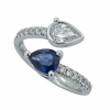 Modern 14K White Gold Sapphire, Diamonds Ring