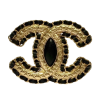 CHANEL Pre-Owned CC gold plated and black leather brooch
