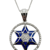 שרשרת ותליון זהב מגן דוד בצבעי ישראל קלאסיים