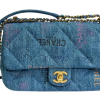 CHANEL Pre-Owned 2021 Denim Multicolor Graffiti Single Flap Bag