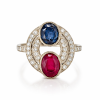 Classic Gold Sapphire, Ruby, Diamonds Ring
