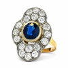 Vintage 18K Gold Sapphire, Diamonds Ring