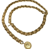 CHANEL PRE-OWNED Gold Plated Chain Belt with Leather & CHANEL Coin Charm